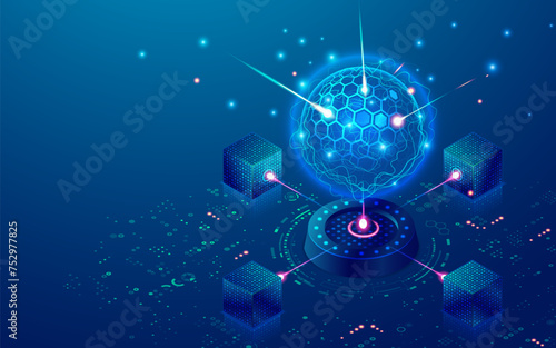 graphic of quantum computer presented with isometric view