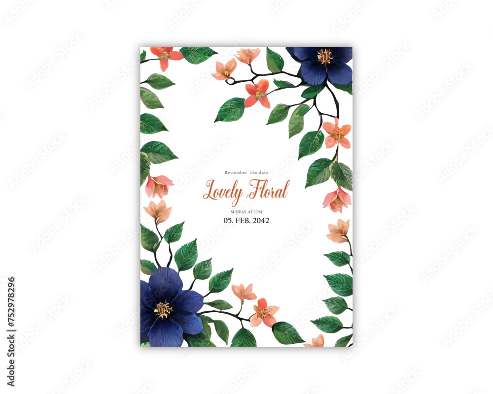 Obraz premium floral wedding invitation background flowers beautiful vector card invite template