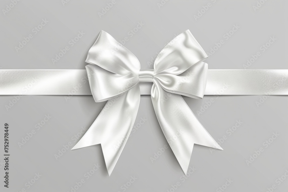 White Ribbon Bow shiny satin with shadow long horizontal ribbon, ribbon for decorating your wedding invitation card, mothers Day, white ribbon bow isolated on white, birthday White Ribbon Bow shiny satin with shadow long horizontal ribbon, ribbon for decorating your wedding invitation card, mothers Day, white ribbon bow isolated on white, birthday