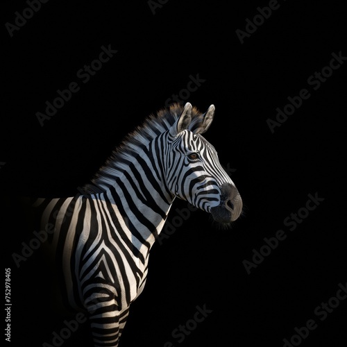 zebra on black background