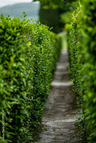 A row of green hedge