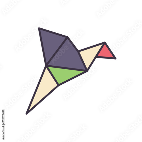 Origami Bird related vector icon. Isolated on white background. Vector illustration photo