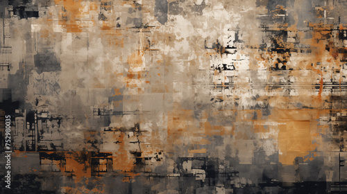 Abstract painting with brown and black colors background