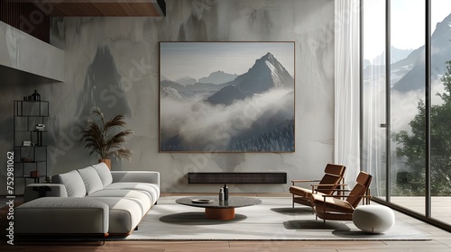 Mountainous Living Room Art with Samyang Lens, To add a touch of natural beauty and serenity to a living space through wall art photo
