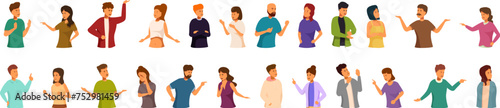 Couples conflict icons set cartoon vector. Angry people. Male and female scandal