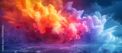 Vibrant Colorful Water Explosion Art  A striking and unique piece of abstract art  perfect for adding a touch of creativity and color to any