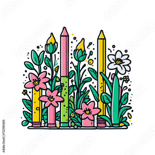 Illustration of a Harmonious Pencil Bouquet