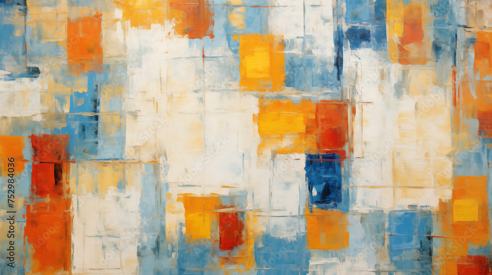 Modern abstract background in cool blues and warm oranges with a grid layout