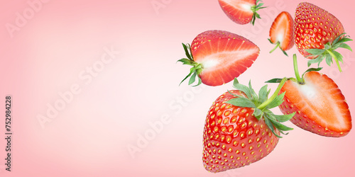strawberry on pink color background