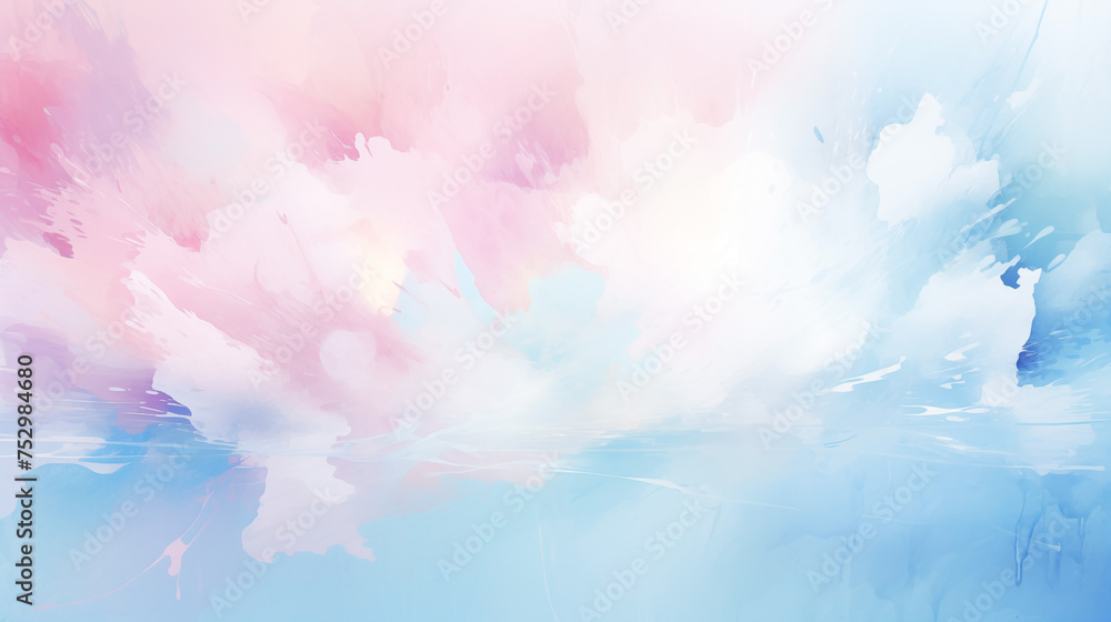 Abstract background with pastel pink and blue cloud-like brush strokes
