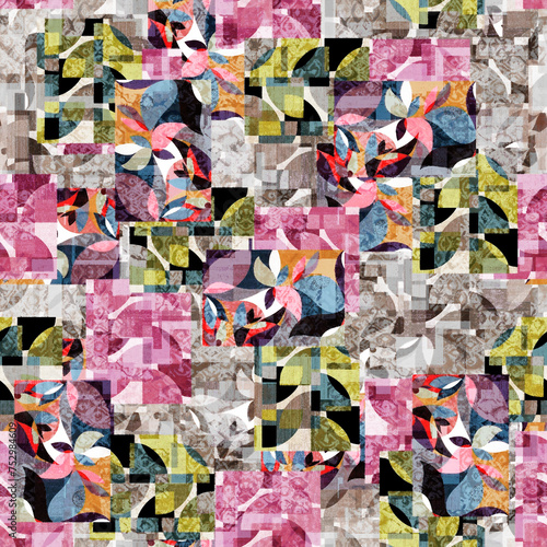 background with squares gomatical pattern background fabric pirnt  photo