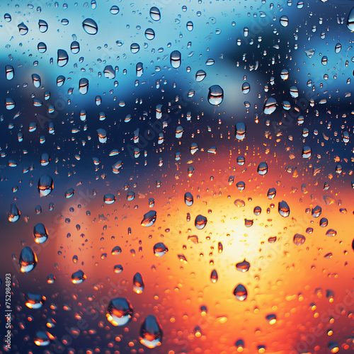 A close-up of raindrops on a window pane.