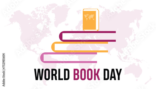 World Book Day observed every year in April. Template for background, banner, card, poster with text inscription.