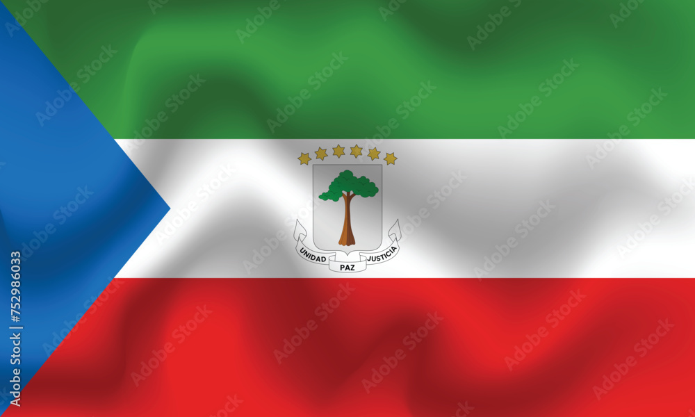 Flat Illustration of Equatorial Guinea flag. Equatorial Guinea national flag design. Equatorial Guinea Wave flag.

