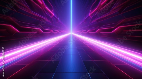 Futuristic Neon Lighted Sci-Fi Tunnel Perspective