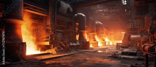 Intense Steel Production in Industrial Factory Furnace