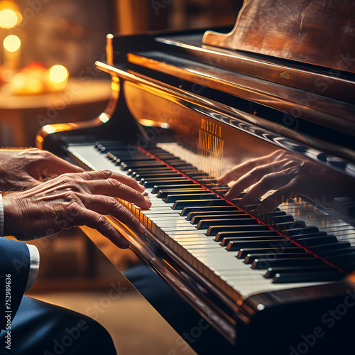 A pair of hands playing a grand piano.