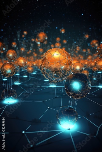 Futuristic Network Connections with Glowing Spheres Concept