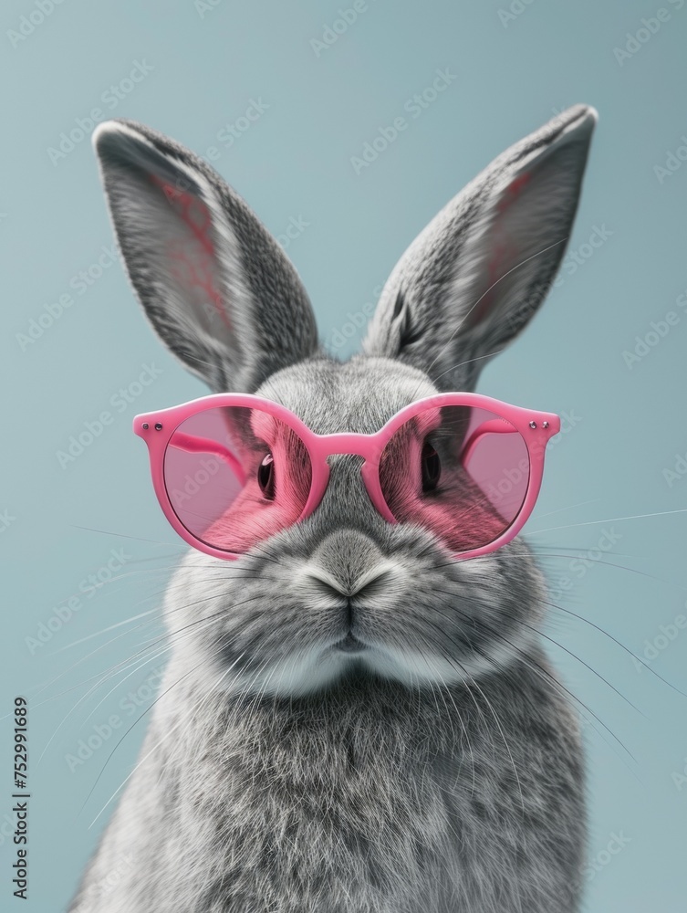 Easter bunny wearing pink glasses, easter