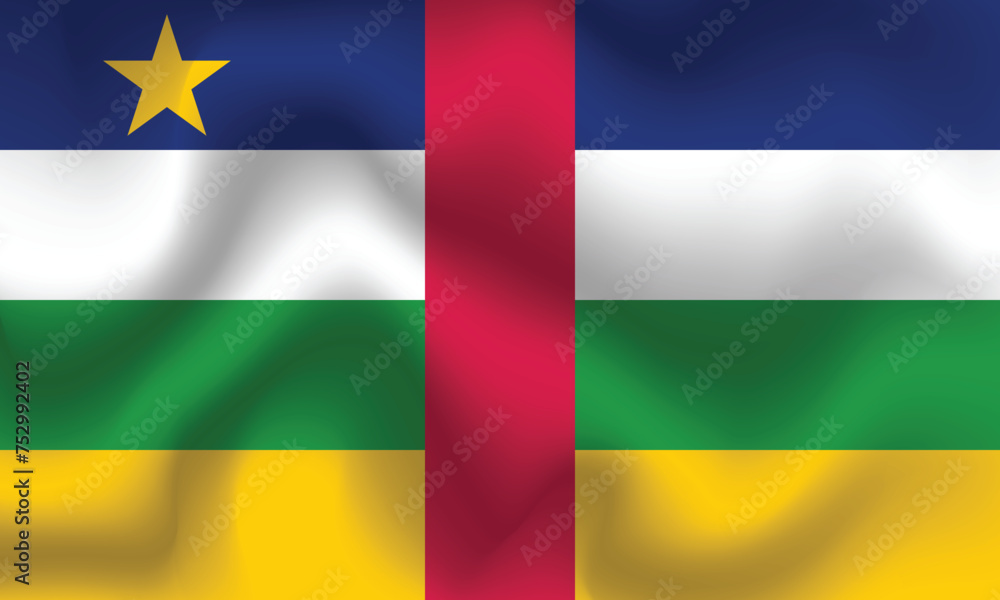 Fototapeta premium Flat Illustration of the Central African Republic flag. Central African Republic national flag design. Central African Republic Wave flag.