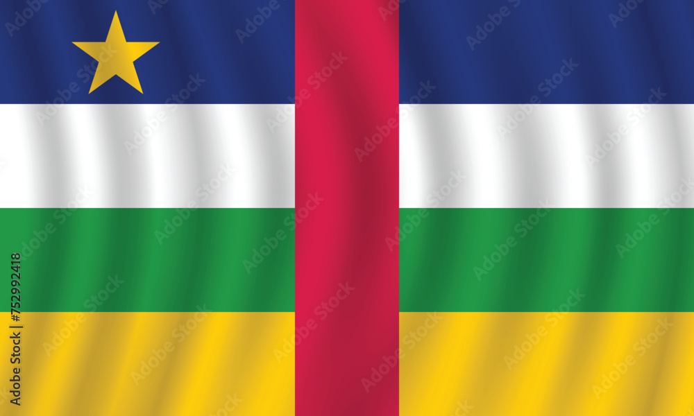 Fototapeta premium Flat Illustration of the Central African Republic flag. Central African Republic national flag design. Central African Republic Wave flag.
