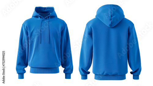 Mockup Blue Sweatshirt With Hoodie - Transparent background, Cut out