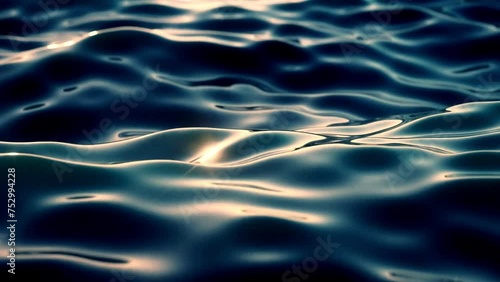 Water Ripples with Light Reflection - Shallow Water Surface Texture, Sunlight Shining on Natural Clear Blue Water.