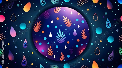Abstract Cosmic Background with Colorful Shapes and Drops