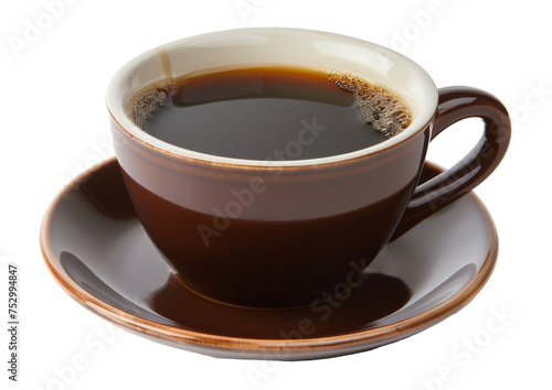 Hot cup of black coffee  aromatic morning beverage to start the day on transparent background - stock png.