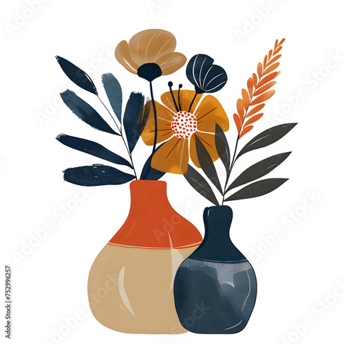 A logo of a flat vector still life with plants deco on a transparent background.