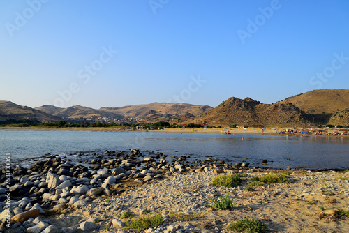 Obraz na plátně last sun of the day - Thanos beach, Lemnos island, Greece, Aegean sea
