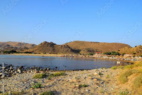 Schilderij op canvas Last Sun of the Day at Thanos Beach, Lemnos Island, Greece - Aegean Sea Sunset S