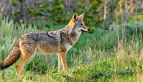 Wild coyotes standing in prairie grass in nature found throughout North America. They re known for their distinctive yipping and howling sounds