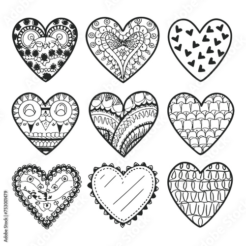 Hand drawn beautiful vector heart collection (ID: 753001479)