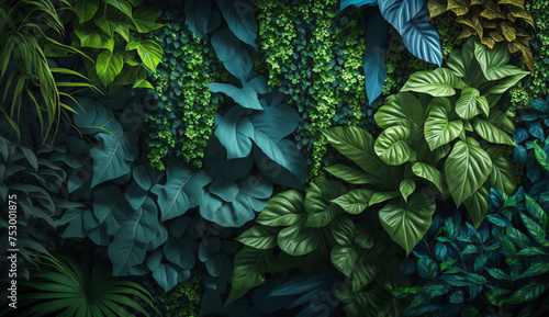 Herb wall, plant wall, natural green wallpaper and background, Generative AI