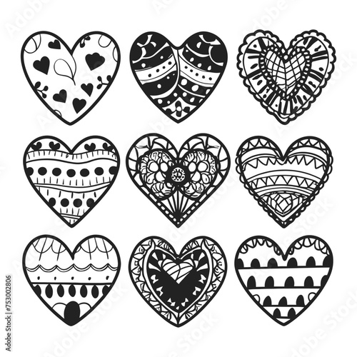 Hand drawn beautiful vector heart collection (ID: 753002806)