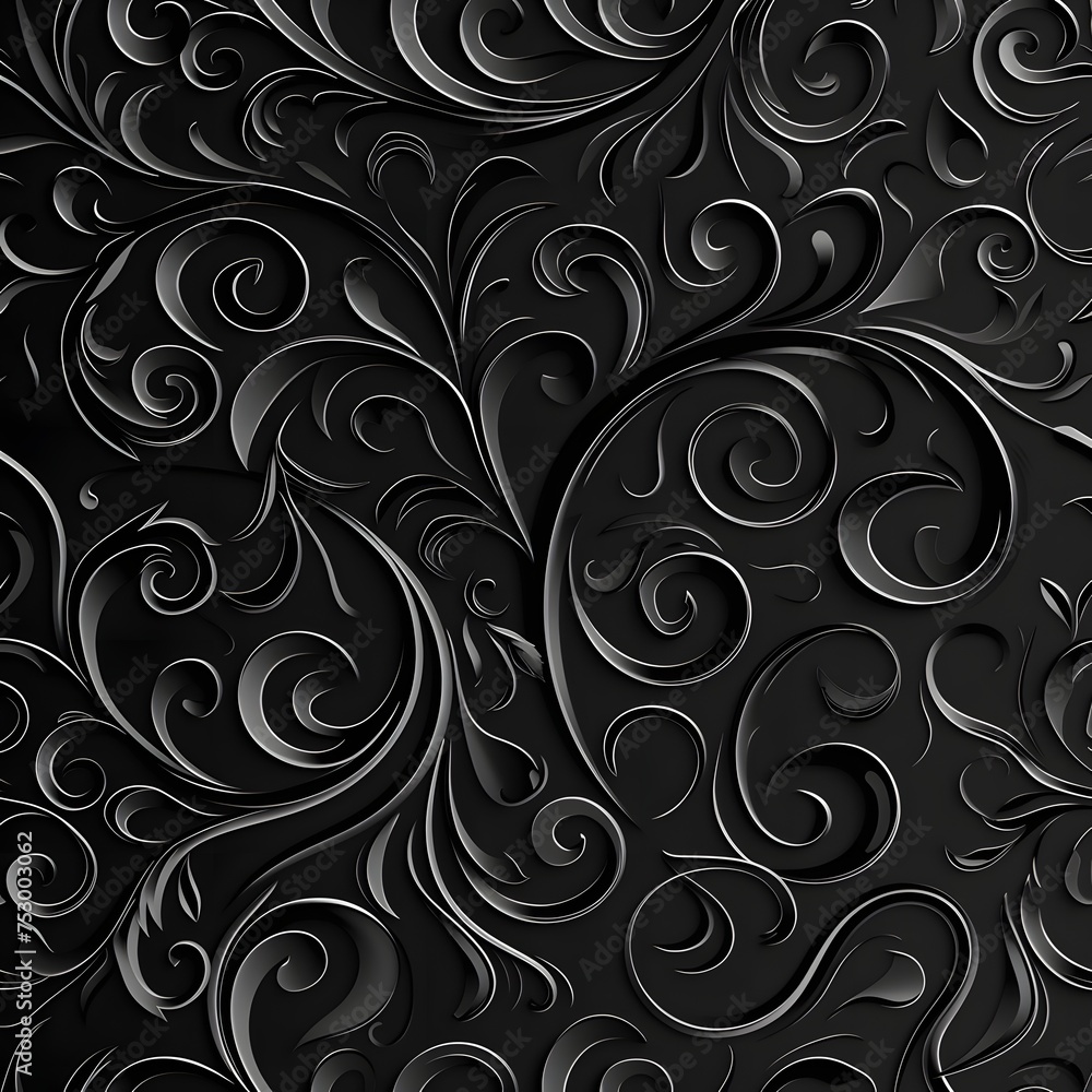 Black Background: Bold and dramatic, a repeating pattern of intricate swirls and motifs adds depth and sophistication to any design.