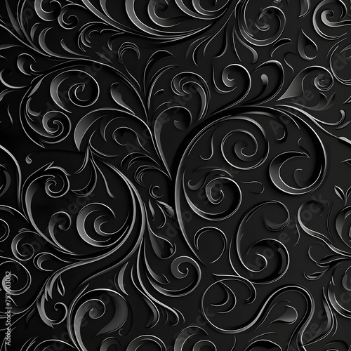 Black Background: Bold and dramatic, a repeating pattern of intricate swirls and motifs adds depth and sophistication to any design.
