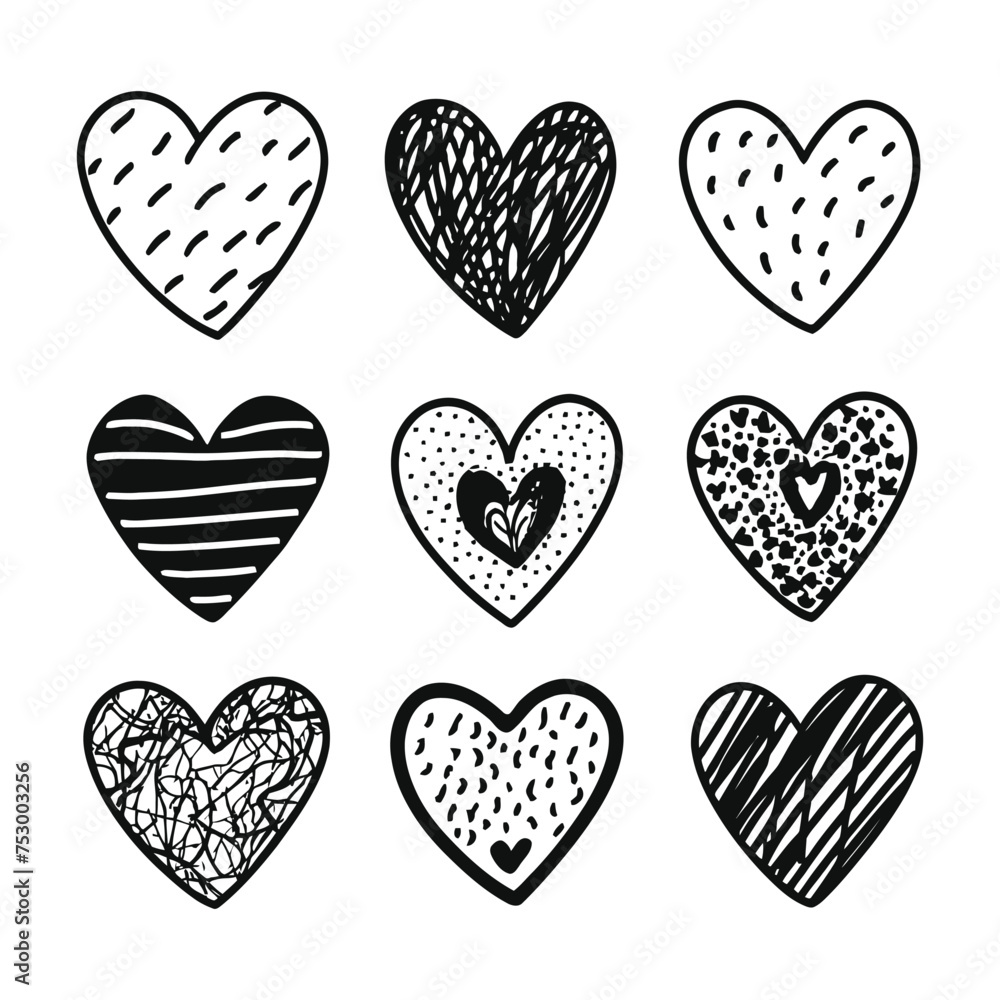Hand drawn beautiful vector heart collection Hand drawn beautiful vector heart collection