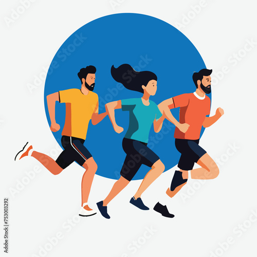 vector isolated of running people