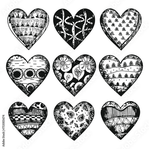 Hand drawn beautiful vector heart collection (ID: 753003674)