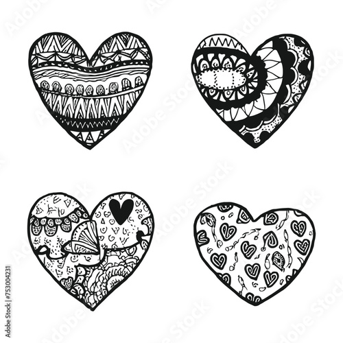 Hand drawn beautiful vector heart collection (ID: 753004231)