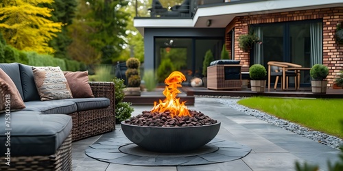 Enhancing Outdoor Spaces with a Modern Fire Pit. Concept Outdoor Design, Modern Fire Pits, Landscaping Ideas, Entertaining Spaces photo