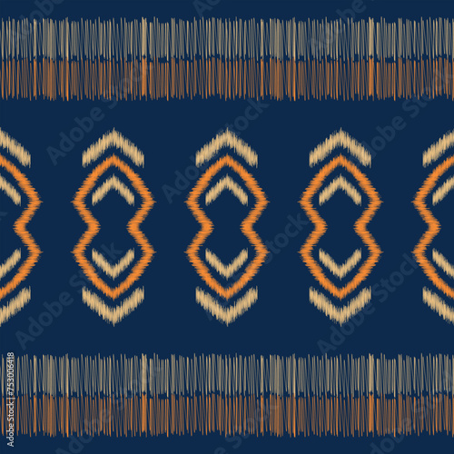 Traditional Ethnic ikat motif fabric pattern geometric style.African Ikat embroidery Ethnic oriental pattern blue background wallpaper. Abstract,vector,illustration.Texture,frame,decoration.