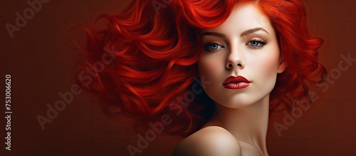 Fiery Red-Haired Woman Captivating with Piercing Blue Eyes in Dramatic Portrait