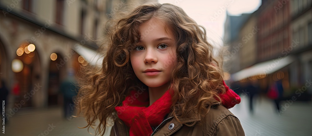 Fototapeta premium Serene Young Woman Embracing Nature with Her Long Flowing Hair Outdoors
