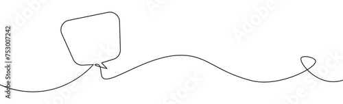 One continuous line speech bubble chat text cloud message line doodle illustration vector