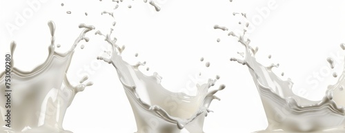 set of milk splash and pouring yogurt or cream
