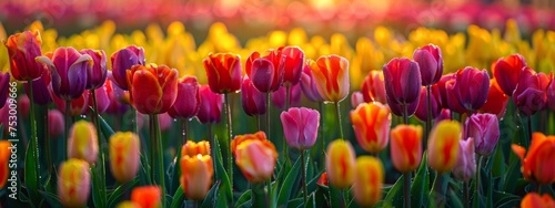multicolored tulip garden,painting of bold brush #753009666