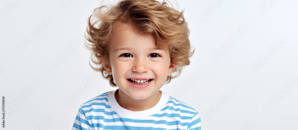 Vibrant Expressions of a Curly-Haired Teen Boy Revealing Joy and Innocence